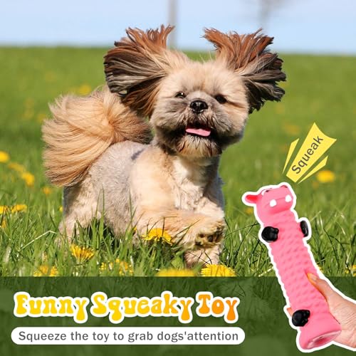 Hiboom 6 Pcs 8" Latex Squeaky Dog Toys Soft Rubber Dog Chew Toy Animal Standing Stick Puppy Fetch Interactive Play Gift for Pets Small Medium Large Dogs