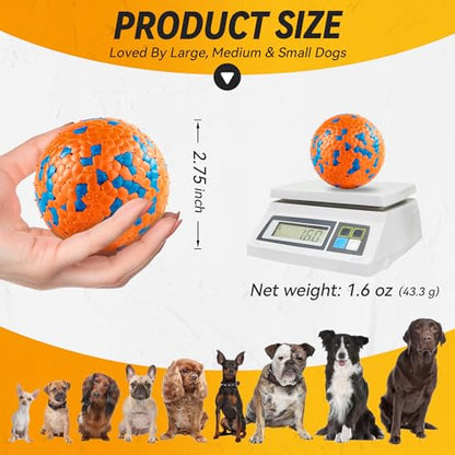 FUSOTO 3Pcs Dog Balls, Durable Bouncy Tennis Balls for Dog Aggressive Chewers, for Large Medium Small Dog Puppy Fetch - color: 1x Orange +1x Blue +1x Yellow