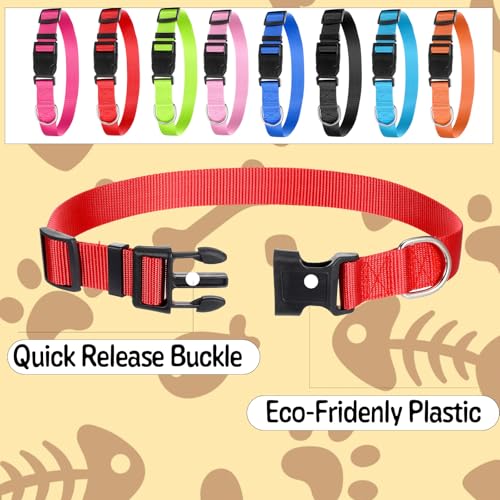 24 Pcs Dog Collars Bulk Adjustable Soft Breathable Premium Nylon Collar Reflective Dog Collar with Buckle for Medium Large Breeds for PET Travel Walk Daily (L, 8 Colors)