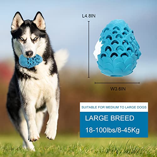Aggressive Chewer Dog Toys: Indestructible Dragon Egg Treat Dispensing Toy - color: Blue white