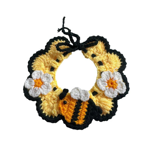 Spring Cat Collar Cute Breakaway Safe Adjustable Cat Collars for Cats Small Dogs Soft Knitted Neck Decor Kitten Collar Girl Cat Supplies for Indoor Cats Pet Collar Accessories (Bee & Flower) - color: Little Bee
