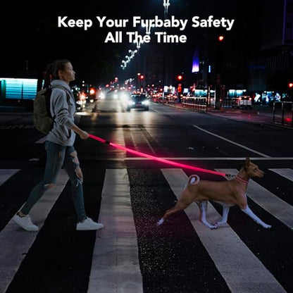 Colaseeme Light Up Dog Leash, LED Pet Leashes USB Rechargeable, Glow Safety Dogs Lights at Night (4FT,Pink) - color: Pink, size: 4FT