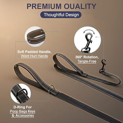 2 Pack Dual Handle Dog Leash, 6ft x 1in Heavy Duty Reflective Nylon Leash with Padded Grip, Traffic Handle, D-Ring, Tangle-Free Dog Lead for Small, Medium & Large Dogs, Safe Night Walks (Black+Orange) - color: 2PCS-Black+Orange