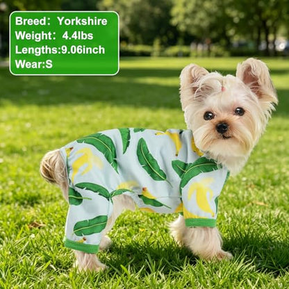 PinkBow Dog Pajamas, Banana Graphics, X-Small, 1.5-3.3lb, Polycotton, for Small Dogs & Cats - color: Banana, size: X-Small（1-2 lb)