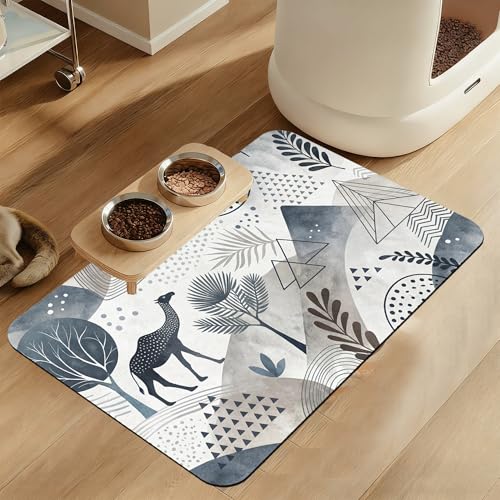 Watercolor Desert Camel Pet Feeding Mat for Floors–Absorbent Quick Dry Dog Cat Bowl Mat for Food and Water, Non Slip Waterproof Base, Mess-Free Feeding Accessories 16"x24" - color: Watercolor Desert Camel, size: 16"L x 24"W