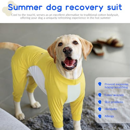 2-in-1 Dog Sun Protection Shirt, Quick Dry Dog Shirt with Smooth & Mesh Breathable Material Large UV Protection Tee-Shirt, Cooling Tee for Instant Cool in Summer Yellow 2XL - color: Yellow, size: 2XL