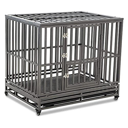 LUCKUP Heavy Duty Dog Cage Metal Kennel and Crate for Medium and Large Dogs, Pet Playpen with Four Wheels,Easy to Install,46 inch,Black … … - size: 46 inches