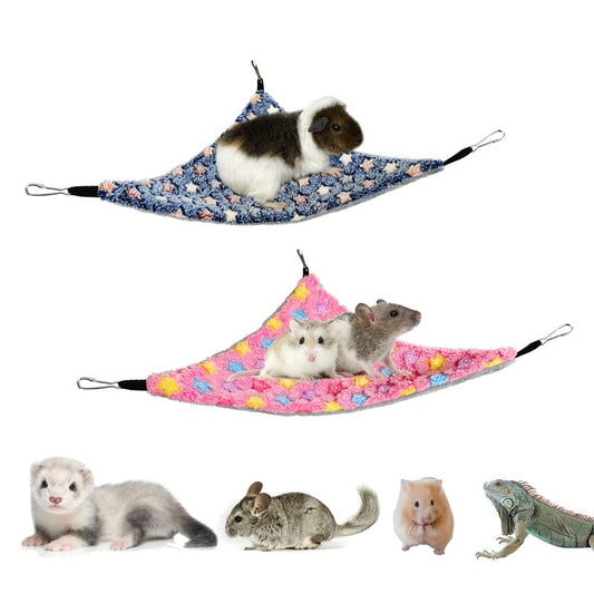 Pack of 2 Hanging Corner Hammock with Hooks for Ferrets, Rats, Guinea Pigs, Chinchillas, Hamsters, Hedgehogs, and Other Small Animals. Large, PinkStar+Bluestar - color: STPink+Blue, size: Large