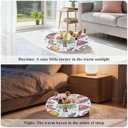 Summer Elements Dog & Cat Bed with Non-Slip Bottom - Washable Round Fluffy Calming Pet Bed, Anti-Anxiety Cozy Bed for Small Medium Indoor Puppy Kitten Pets(22 Inch)| Easy to Clean - size: M (22”)