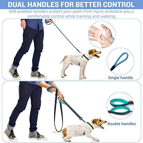 Dog Leash for Large Medium Dogs - 6 ft Reflective Stitching Pet Leash with 2 Traffic Padded Handles - Black 1 Pack - color: Black 1 Pack, size: 6 ft x 1 in