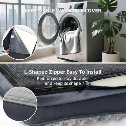 Dog Bed Large Sized Dogs, Orthopedic Flannel Pet Beds with Removable Washable Cover, Waterproof Indestructible Big Dog Bed with Anti-Slip Bottom, Egg Crate Memory Foam Pad, 35.0"x22.0"x3.0", Grey - size: L(35"x22"x3")