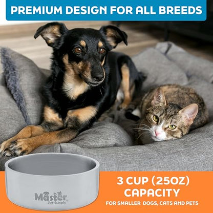 Master Pet Supply Stainless Steel Dog Bowls - 25 oz, Heavy Duty - Stainless Steel, Double Wall Extra-Thick Insulated, Non-Slip Pet Water Bowl for Dogs, Cats & Pets, Anti Rust Metal, Dish Washer Safe - color: Stainless Steel, size: 3 Cups (25 oz)
