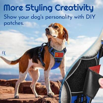 Dog Harness Medium Sized, Easy Wearing with 3 Buckles, Adjustable No Pull Pet Harness with 2 Rings for Walking, No Chock Reflective Soft Padded Vest with Control Handle, Blue & Black, M - color: Blue & Black, size: Medium