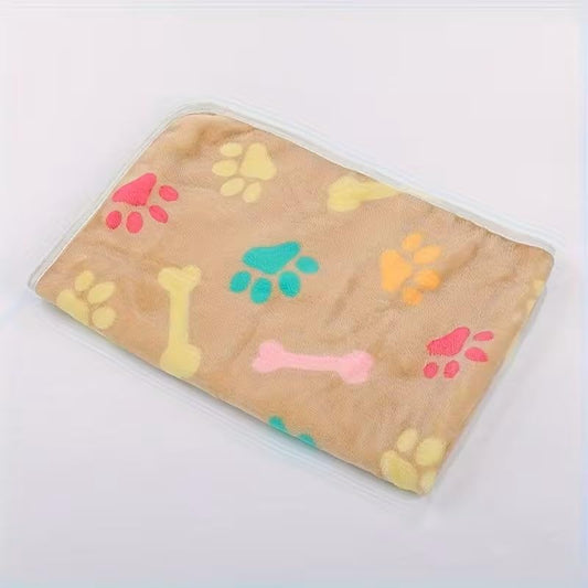 1-Pack Ultra-Soft Pet Blanket with Bone & Paw Print Pattern - Machine Washable, Cozy Comfort for Small to Large Dogs, Dog Blanket, 20 * 30Inch, Brown - color: Brown With Color Paw Print, size: 20*30Inch