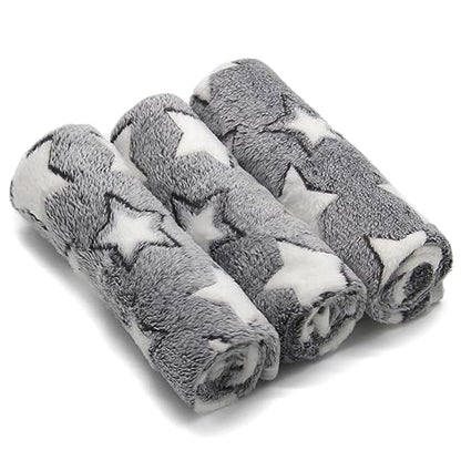 1 Pack 3 Puppy Blankets Cat Dog Blankets Super Soft Warm Sleep Mat Grey Star Cute Print Blanket Fluffy Fleece Pet Blanket Flannel Throw for Small Dogs Puppy Dogs Cats Medium(29"x20") - color: Star/Series, size: Medium(29"x20")