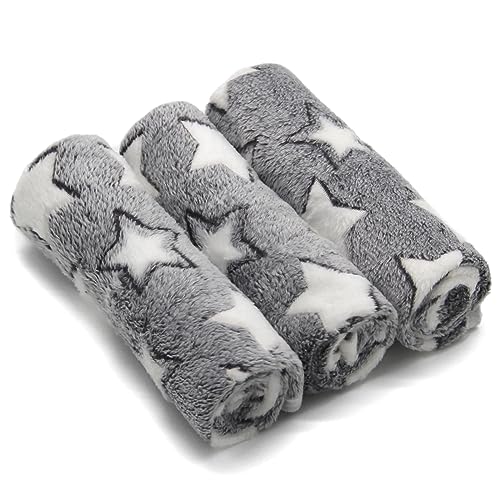 1 Pack 3 Puppy Blankets Cat Dog Blankets Super Soft Warm Sleep Mat Grey Star Cute Print Blanket Fluffy Fleece Pet Blanket Flannel Throw for Small Dogs Puppy Dogs Cats Small(23"x15") - color: Star/Series, size: Small(23"x15")