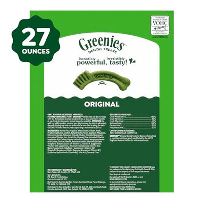 Greenies Veterinarian-Recommended Adult Natural Dental Dog Treats Teenie Size, Dog Dental Chews, Original Flavor, 27 oz. Pack, 96 Count - size: 96 Count (Pack of 1)