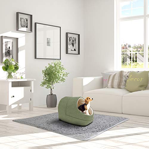 4 in 1 Self Warming Burrow Cat Bed, Pet Hideway Sleeping Cuddle Cave (Sage Green-2) - color: Sage Green-2