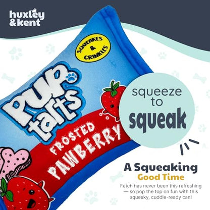 Huxley & Kent Funny Dog Toy w/Squeaker – Power Plush Squeaky Dog Toys for Small, Medium & Large Dogs – Soft Stuffed Animal for Indoor Play & Fetch - Pup-Tarts Frosted Pawberry, Small - size: Small, style: Pup-Tarts Frosted Pawberry