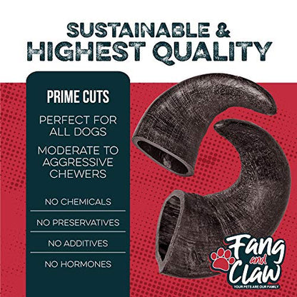 Water Buffalo Horn Dog Chew 4 Pack (Medium 6 Inch), Long-Lasting Natural Chews for Aggressive Chewers, Single-Ingredient, No Rawhide - style: 4 Horns - Medium 6"
