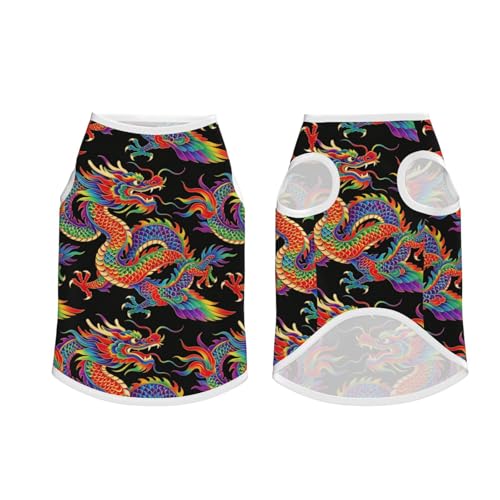 SWEET TANG Dog Cooling Shirts Cool Chinese Dragons, Medium Large Dog Summer T-Shirts, Quick Dry, Breathable, Stylish Beach Wear, 3X-Large - color: Pattern (193), size: 3X-Large