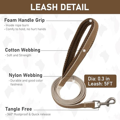 Small Pet Harness Collar and Leash Set, Step in No Chock No Pull Linen Fabric Soft Mesh Dog Vest Harnesses Reflective for Dogs Puppy Cats Kitten Rabbit (Brown, XS) - color: Brown, size: X-Small