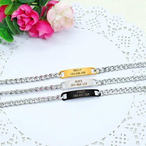 Personalized Cat Dog Chain Collar Customized Engraved Pet Collars Small Dogs Cats Necklace NamePlate Chihuahua Yorkshire (Black,S) - color: black