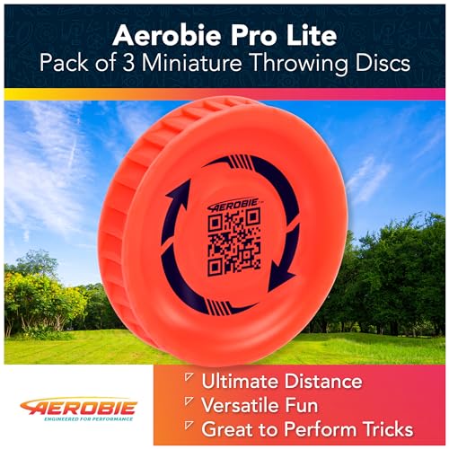Aerobie Pro Lite 3-Pack Miniature Throwing Discs, Perfect for Kids, Backyard Games & Disc Golf, Outdoor Games for Adults and Family Ages 5 & Up - color: Pro Lite Discs - Pack of 3