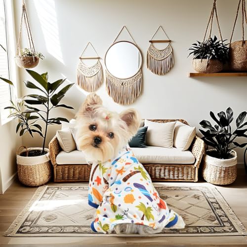 Dog Pajamas for Small Dogs, Soft Thin Pjs Jammies Cat Doggie, Summer Pet Cute Puppy Clothes Outfits Dogs Boy Girl(Coconut Tree,XS) - color: Coconut Tree, size: X-Small (Chest 11.8 in)