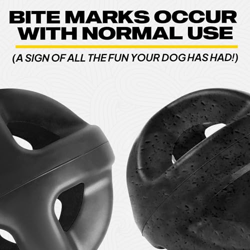 Fida Natural Rubber Dog Balls for Aggressive Chewers, Durable Dog Chew Toys for Large Dogs, Interactive Fetch & Tug of War Toys for Medium Large Breed Non-Toxic Dish Washable,4.5 * 4.5" - color: Jet Black