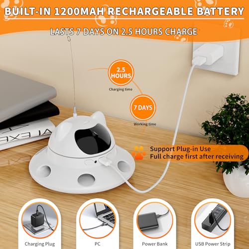 3-in-1Interactive AI Smart Play Cat Toy – Automatic Laser & Feather Toy for Indoor Cats, Keeps Cats Busy When Home Alone