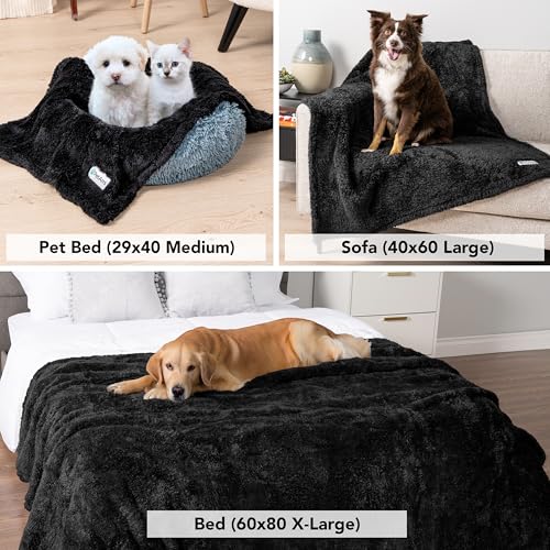 PetAmi Fluffy Soft Dog & Cat Blanket - Black Sherpa Fleece, Calming Pet Blanket for Couch, Small 24x32 - color: Black, size: Small (24x32)