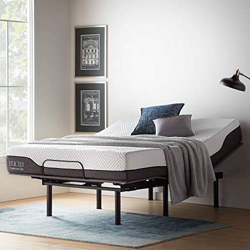 Lucid L150 Adjustable Base – Bed Frame with Head and Foot Incline – Wireless Remote Control – Premium Quiet Motor, Queen size - size: Queen, style: L150