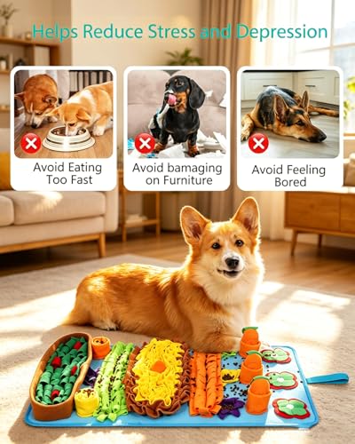 ORIA Snuffle Mat for Dogs, 32''x20'' Interactive Slow Feeder Mat for Boredom, Mental Stimulation, Stress Relief, Dog Puzzle Toy & Treat Mat for Small Medium Large Dogs Puppies - size: 32x20 inch