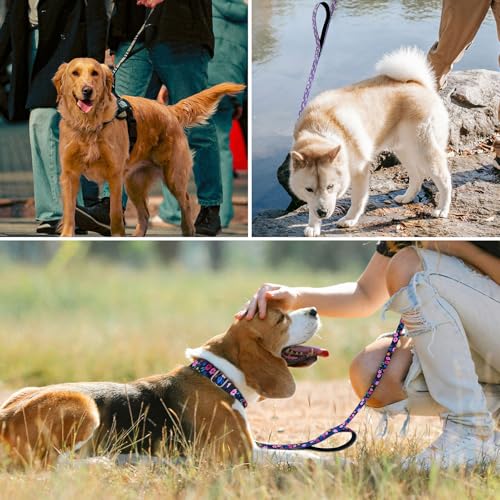Hikiko 4 Foot Cute Girl Double Handle Dog Leash Padded Traffic Handles for Walking Training (Beige Plaid, 4ft) - color: Beige Plaid, size: 3/4 in x 4 ft