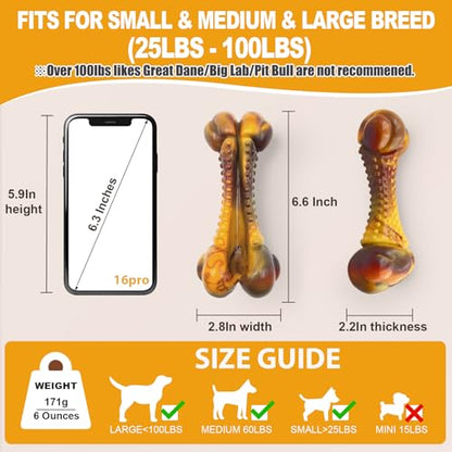Dog Chew Toys for Aggressive Chewers, 2Pack Indestructible Dogs Bone Toy for Large Small Medium Breeds, Durable Tough Nylon Dog Toys To Keep Them Busy, Puppy Teething Dogs Toy Bone, Beef&Bacon Flavor - color: Real Bacon&Beef