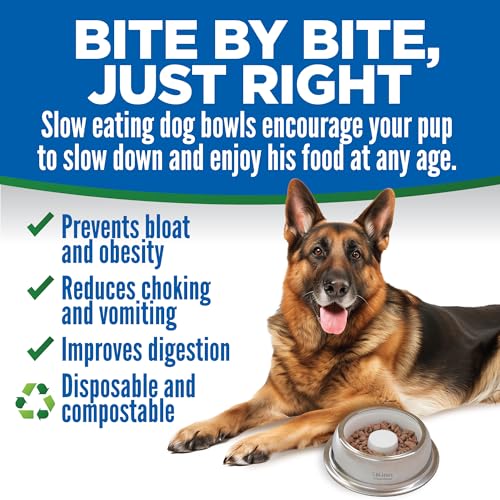 Kinn Slow Feeder Dog Bowl, Disposable Pet Food Dish to Slow Down Eating Dogs, Frame Refills, for Travel, Boarding, or Crate, Compostable Pet Travel Bowl, No Plastic, Leakproof, 4 Cups (50 Count) - size: 50 Refills
