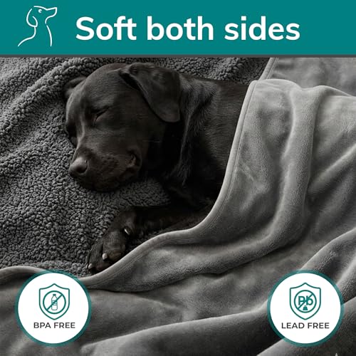 Waterproof Dog Blanket Washable – Leakproof XXL Dog Blanket for Bed, Sectional & Large Couch, Reversible - Gray Microfiber & Gray Sherpa Fleece, 60x79 Inches. - color: Gray Microfiber/Gray Sherpa, size: XXL (60" x 79")