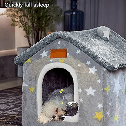 Dog House Indoor, Foldable Soft Kennel Bed Warm Cat Nest Puppy Cave with Cushion for Small Medium Large Dogs Cats (M-Within 17 lbs) - size: M-within 17 lbs