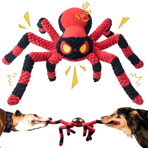 LEGEND SANDY Squeaky Dog Toys- Plush Dog Toys with Soft Fabric for Small, Medium, and Large Dogs Daily Companionship, Training Reward Gift - color: Red Spider