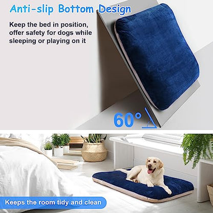 Super Soft Large Dog Bed, 39 Inches Orthopedic Foam Pet Beds with Anti Slip Bottom, Dog Sleeping Mattress with Removable and Washable Cover, Blue L,39'' X 33.5'' X 3.7'' - color: Blue, size: 39.0"L x 33.5"W x 4.0"Th