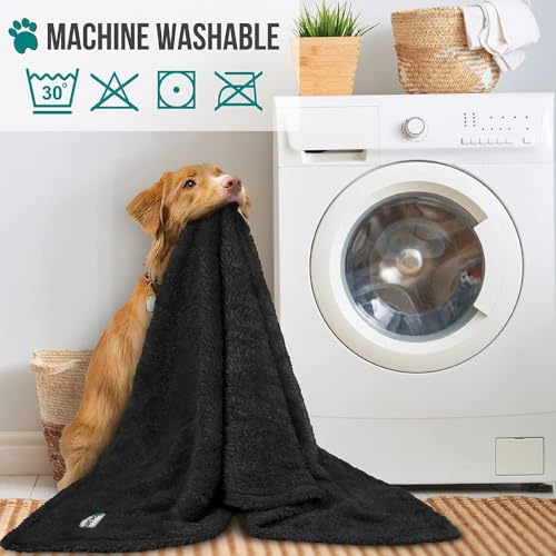 PETAMI Fluffy Fleece CAT and Dog Throw Blanket, Black, X-Large - color: Black, size: X-Large (60x80)