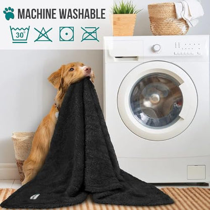 PETAMI Fluffy Fleece CAT and Dog Throw Blanket, Black, X-Large - color: Black, size: X-Large (60x80)