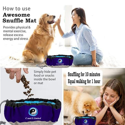 Awesome Deluxe Blue Snuffle Mat; Beautiful Custom Yin-Yang Symbol Snuffle Mat for Dogs, Sniff Mat for Dog. Corrects Too-Fast Eating Habits. Perfect for Bored or Anxious Dogs