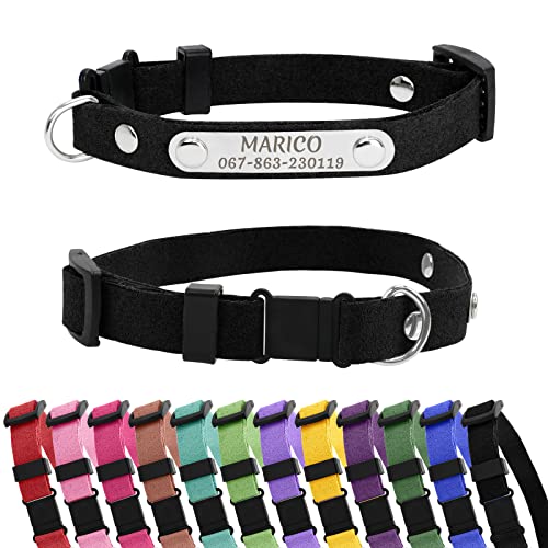 CAMAL Personalized Cat Collar with Name and Phone Number, Breakaway Cat Collar with Name Tag, Customized Cat Collar for Boys and Girls, Adjustable for Kitten Small Dogs Puppy (Black) - color: Black