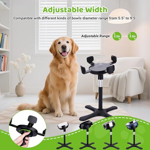 Elevated Dog Bowls for Large and Extra Large Dogs,Adjustable Width Dog Bowl Stand for 5.5-9.5" Wide Bowls,Food and Water Feeder,Single Holder with Tilted Height Adjust 12.4''-18.9''(with Bowl) - size: F - Upgraded Dog Food Stand