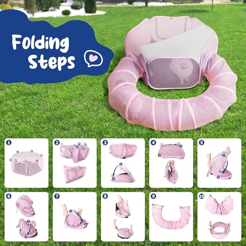 Foldable Cat Tunnel Playpen - Detachable Indoor/Outdoor Pet Enclosure with Storage Bag | Portable Cat Tent & Play Tunnel