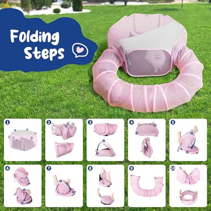 Foldable Cat Tunnel Playpen - Detachable Indoor/Outdoor Pet Enclosure with Storage Bag | Portable Cat Tent & Play Tunnel