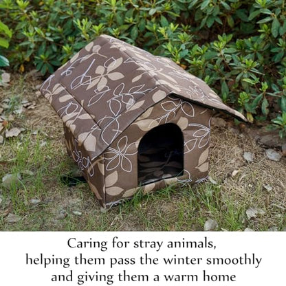 Soaoo 3 Pcs Cat Houses for Outdoor Stray Cats Shelter Weatherproof Outside House Indoor Foldable Pet Cave with Tent Stakes for Wild Animal Dogs(Leaves Style) - style: Leaves Style