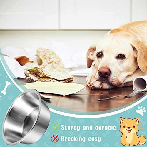 Yahenda 6 Pcs Stainless Steel Metal Dog Bowls Bulk Replacement Basic Thickened Pet Bowls for Small Medium Large Dogs, Dishwasher Safe(11 Inch) - size: 11 Inch